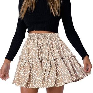 Arjungo Women's Floral Print High Waist with Drawstring skirt- size small